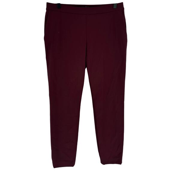 Theory Burgundy Red Dress Pants High Elastic Waist Stretch Business Workwear 6 - Picture 2 of 9